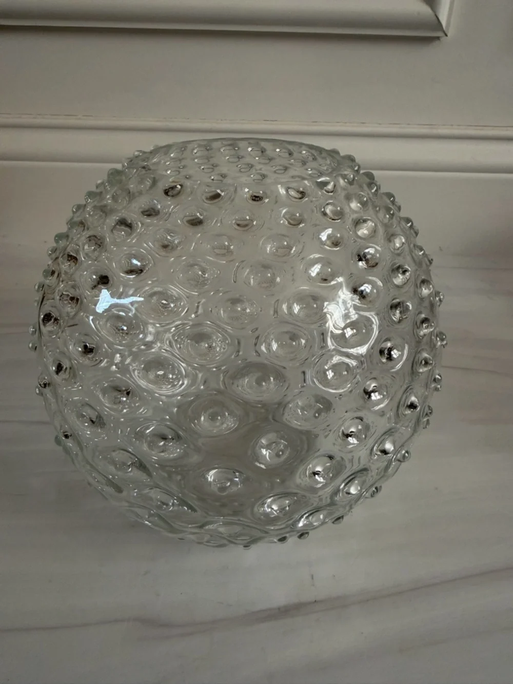 Vintage MCM clear glass hobnail vase